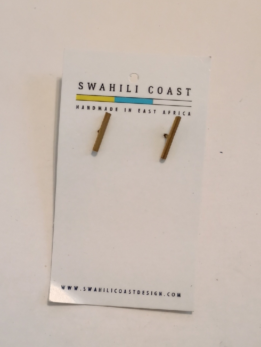 Swahili Coast Gold Bar Stud Earrings Handmade Minimalist Artisan Jewelry